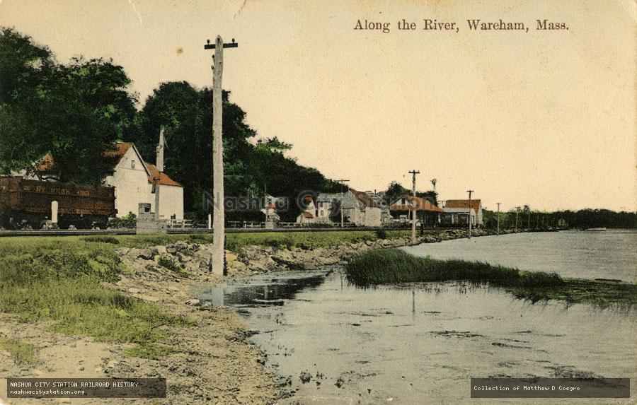 Postcard: Along the River, Wareham, Massachusetts